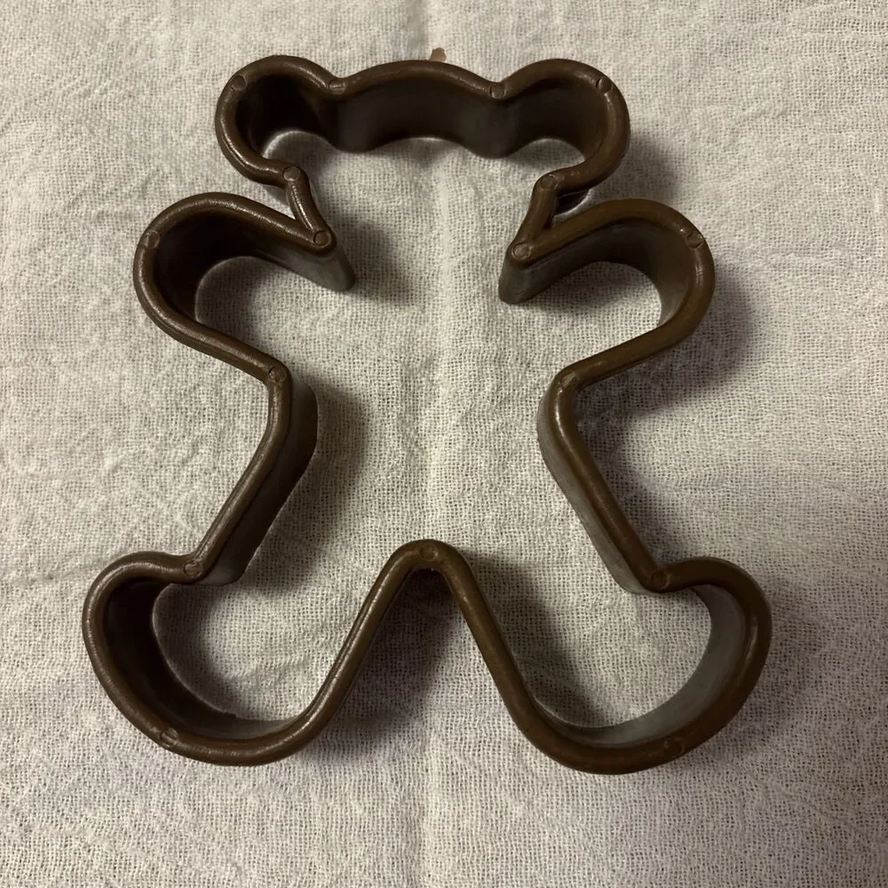 Lot Of Three Brown Cookie Cutters Boy Girl Bear With Spatula 5 Inches